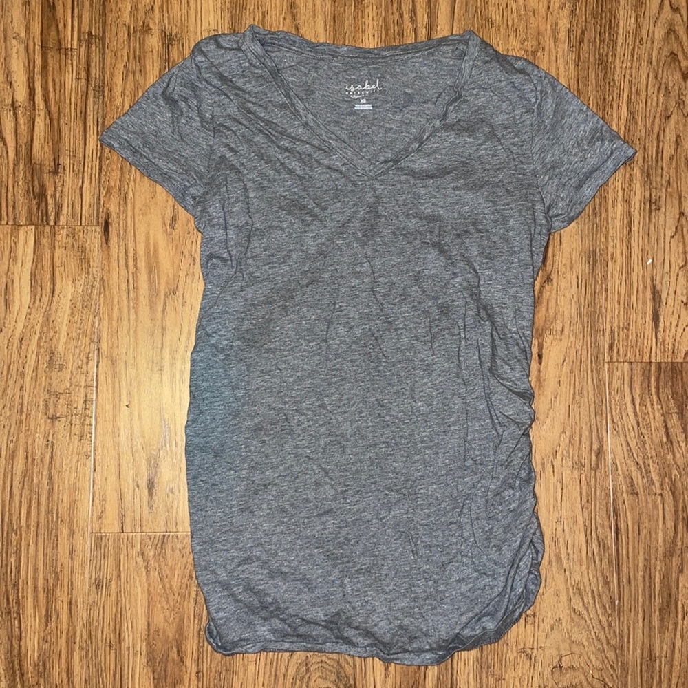 Isabel Maternity basic grey v-neck short sleeved t-shirt, size XS